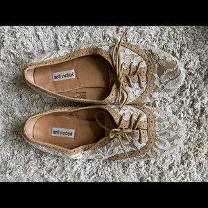 Not Rated Tan and Lace Flats